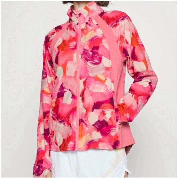 Athleta Womens Medium Pink Run With It Full Zip Long Sleeve Jacket Pockets - Picture 2 of 14
